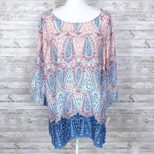 Lily Black Blouse 2X Top Paisley 809